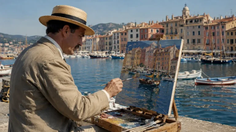 Charles Camoin peignant en plein air un port méditerranéen aux couleurs lumineuses