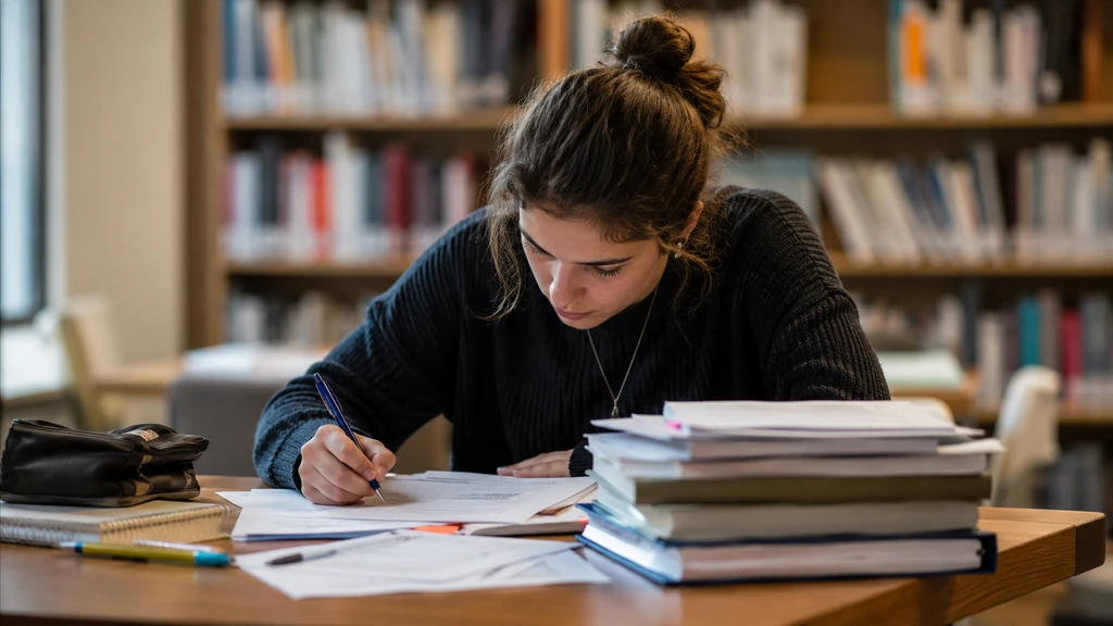 Candidate préparant le concours assistant de conservation du patrimoine 2025 dans une bibliothèque