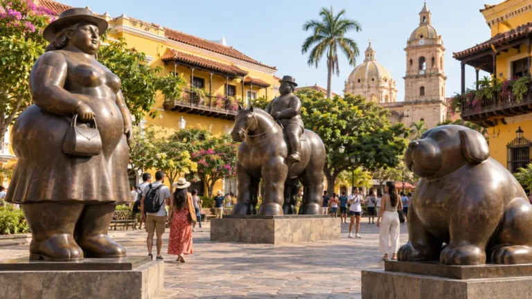 Sculptures originales aux volumes arrondis dans une place colombienne
